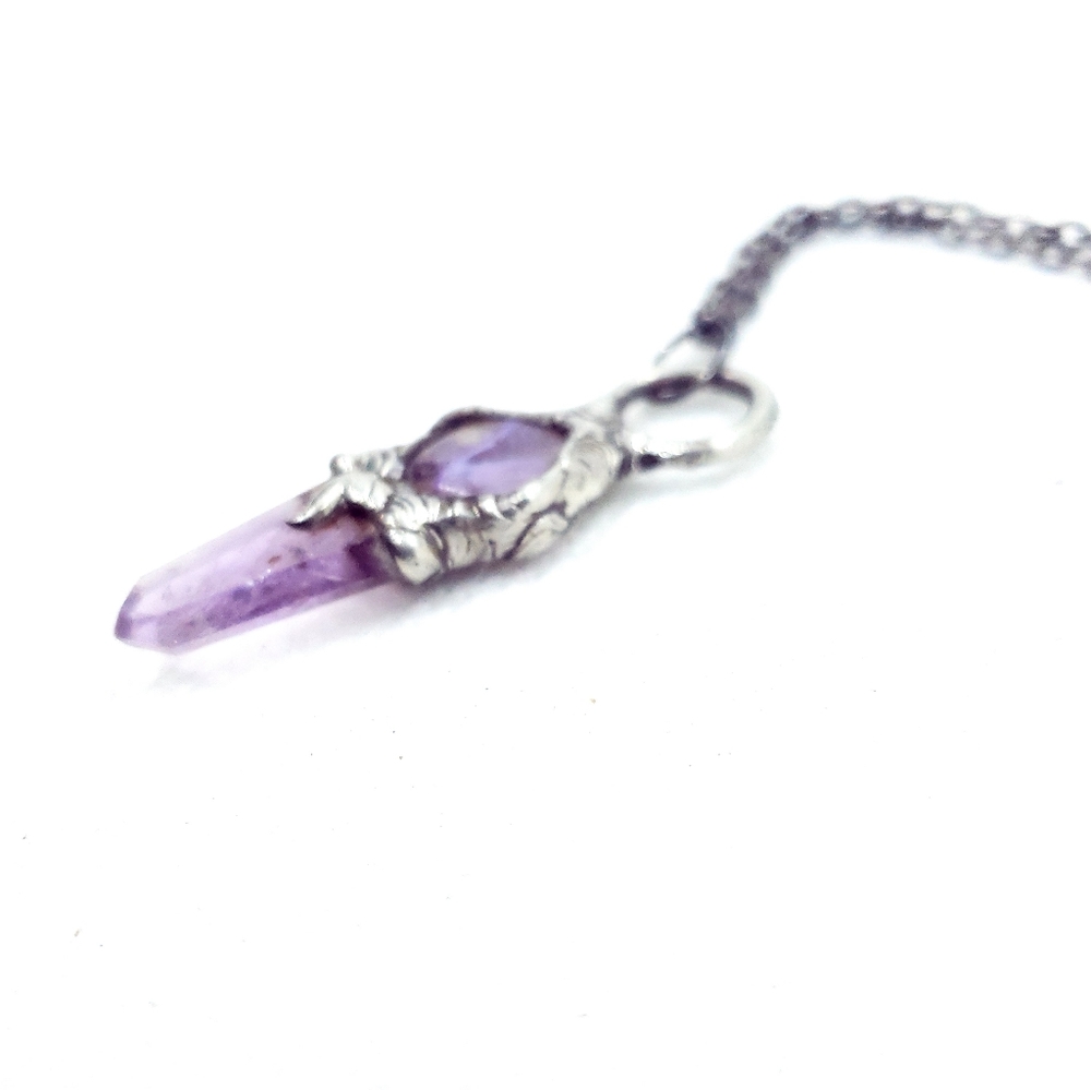 Charoite and amethsyt Crystal Necklace Handmade Jewelry Gothic style - Picture 9 of 13
